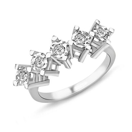 Harem Altın 0.80 Karat Görünümlü Efektli F Renk Beştaş Pırlanta Yüzük PB588