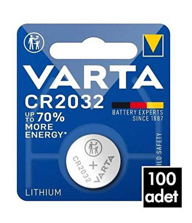 100 Adet Varta CR2032 3v Lityum Pil Tekli Ambalaj