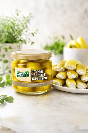 Peynir Dolgulu Sarı Biber 3 X 290 gr Cam Kavanoz