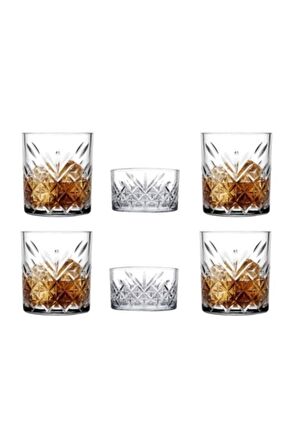 Paşabahçe 6 parça timeless viski keyfi seti - 4 viski bardağı + 2 çerezlik kase
