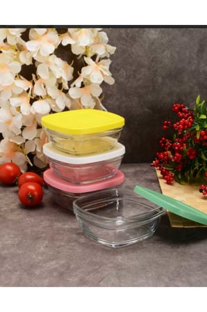 96840 pudding  Cam Saklama Kabı Kapaklı 4 Lü