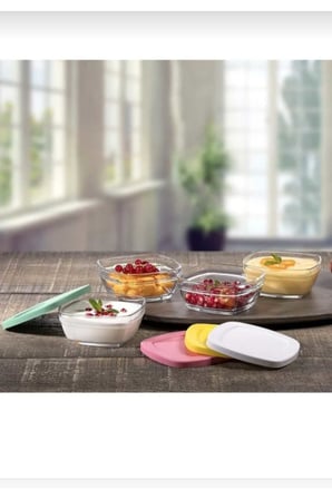 96840 pudding  Cam Saklama Kabı Kapaklı 4 Lü