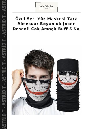 Özel Seri Yüz Maskesi Tarz Aksesuar Boyunluk Joker Desenli Çok Amaçlı Buff 5 No