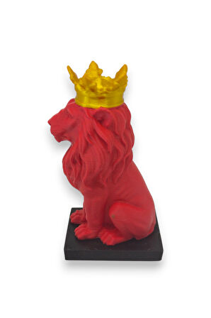 3D Aslan Figürü – Galatasaray Temalı Kırmızı Sarı Dekoratif Biblo - Cimbom