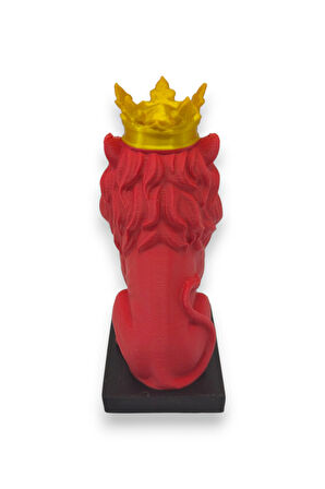 3D Aslan Figürü – Galatasaray Temalı Kırmızı Sarı Dekoratif Biblo - Cimbom