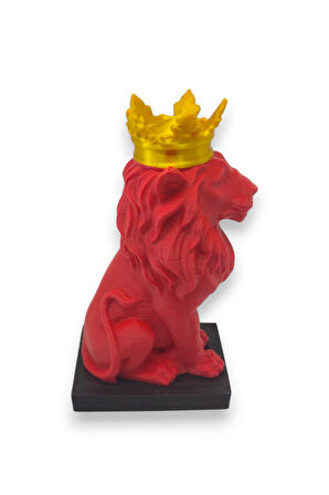 3D Aslan Figürü – Galatasaray Temalı Kırmızı Sarı Dekoratif Biblo - Cimbom