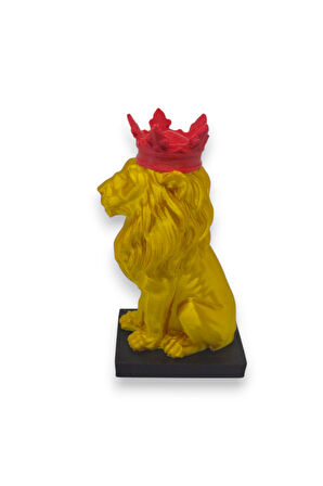 3D Aslan Figürü – Galatasaray Temalı Sarı Kırmızı Dekoratif Biblo - Cimbom