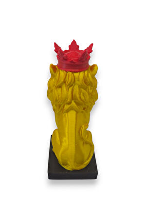 3D Aslan Figürü – Galatasaray Temalı Sarı Kırmızı Dekoratif Biblo - Cimbom