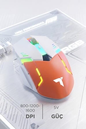 Delux Serisi Cihaz Masaüstü Aksesuarı Donanım Oyuncu Mouse Rgb Aydınlatma TM24 Beyaz