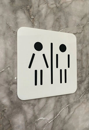 Parlak Beyaz Minimal WC Yönlendirme Levhası