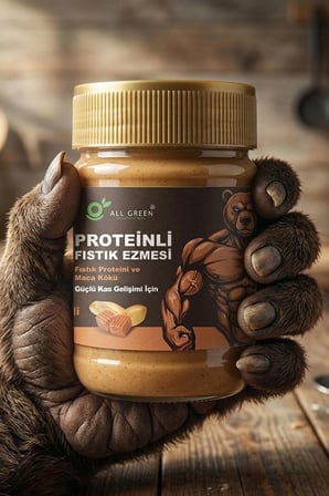 Proteinli Fıstık Ezmesi (Karamel) | Fıstık Proteini, Maca Kökü Tozu ile | 325 gr