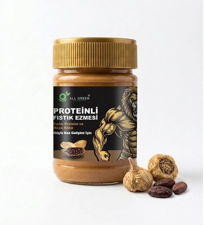 4'lü Paket: Proteinli Fıstık Ezmesi (Karamel, Muz, Vanilya, Kakao) | Fıstık Proteini, Maca Kökü Tozu ile | 325 gr x 4