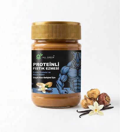 2'li Paket Proteinli Fıstık Ezmesi (Karamel ve Vanilya) | Fıstık Proteini, Maca Kökü Tozu ile | 325 gr x 2