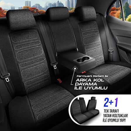 PANDA ATLANTA SERİSİ KETEN KUMAŞ OTO KOLTUK KILIFI - TAM SET