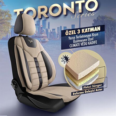 PANDA TORONTO SERİSİ SÜET KUMAŞ OTO KOLTUK KILIFI