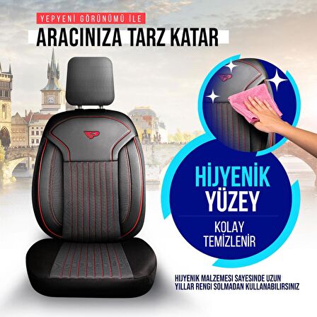 PANDA PRAG SERİSİ PİKE KUMAŞ OTO KOLTUK KILIFI - TAM SET