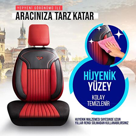 PANDA PRAG SERİSİ PİKE KUMAŞ OTO KOLTUK KILIFI - TAM SET