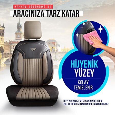 PANDA PRAG SERİSİ PİKE KUMAŞ OTO KOLTUK KILIFI - TAM SET