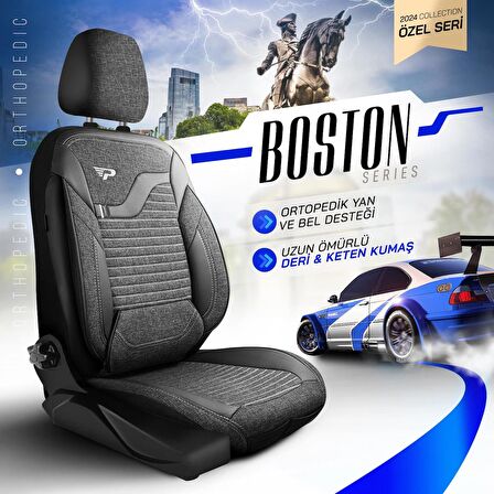 PANDA BOSTON SERİSİ KETEN KUMAŞ OTO KOLTUK KILIFI - TAM SET