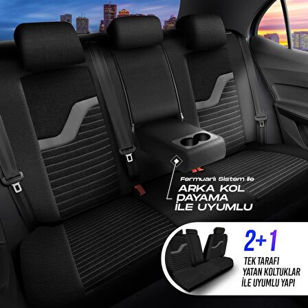 PANDA BOSTON SERİSİ KETEN KUMAŞ OTO KOLTUK KILIFI - TAM SET