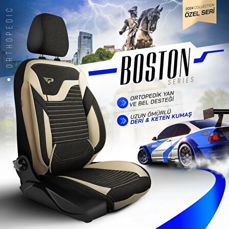 PANDA BOSTON SERİSİ KETEN KUMAŞ OTO KOLTUK KILIFI - TAM SET