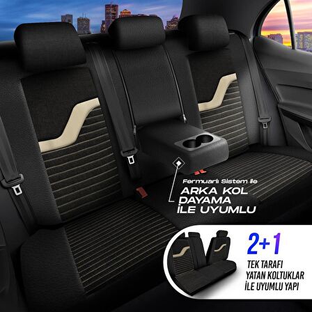 PANDA BOSTON SERİSİ KETEN KUMAŞ OTO KOLTUK KILIFI - TAM SET