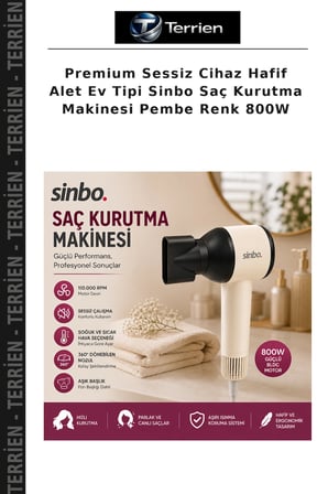 Premium Sessiz Cihaz Hafif Alet Ev Tipi Sinbo Saç Kurutma Makinesi Pembe Renk 800W