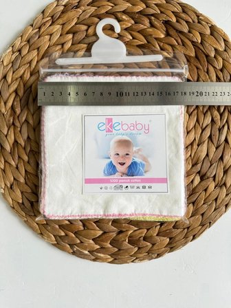 17x17cm 10'lu Ekebaby %100 Pamuk Penye Kumaş Bebek Ağız Bezi Mendili