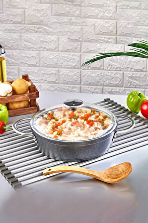 Galaksi Döküm Granit Pilav ve Karnıyarık Basık Tencere 24 cm Siyah