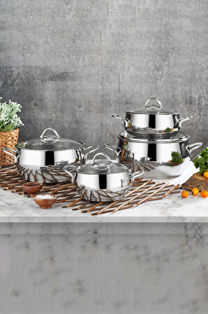 Pro Line 18/10 Paslanmaz Çelik Tencere Seti 8 Parça Silver