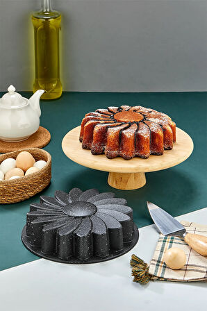 Yasemin Döküm Granit Kek Kalıbı Siyah 26 cm