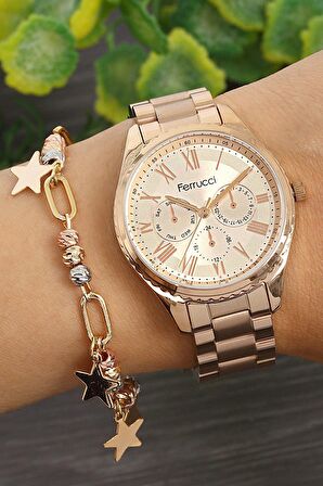 Ferrucci Metal Kadın Kol Saati FC.13911M (Bileklik Hediyeli)