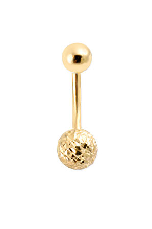 7 Mm Işıltılı Toplu Altın Göbek Piercingi (PC0002)