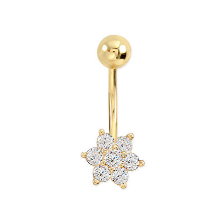 Altın Taşlı Çiçek Piercing (PC0011)