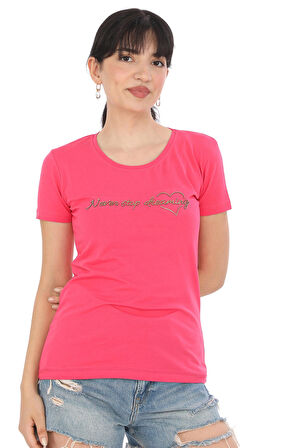 Pachie Gold Yazı Baskılı Pembe T-shirt (PC0064)