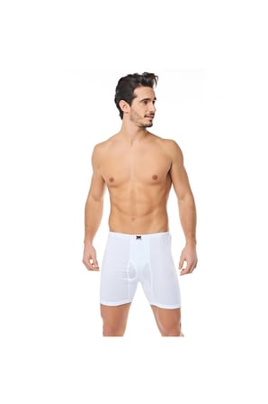 Erkek Beyaz 4'lü %100 Pamuk Büyük Beden Paçalı Arjantin Boxer