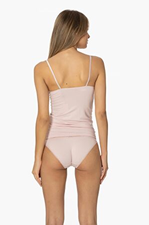 Kadın Pembe Dantelli Penye Atlet Külot Set  - 356