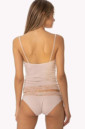 Dantelli Penye Atlet Külot / Kaşkorse Set - 365 Pudra