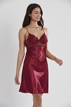 Kadın Saten Altılı Çeyiz Seti - 6955 Bordo