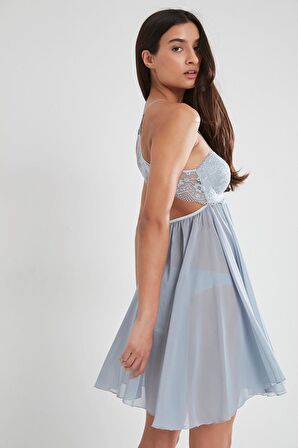 Şifon Dantelli Gecelik - 880