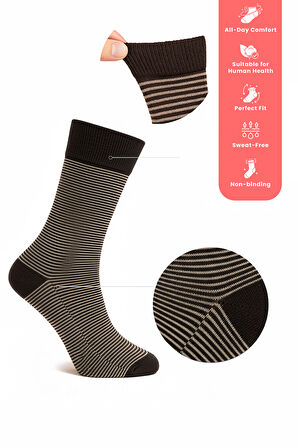 7'li Pamuk Erkek Soket Çorap Seti - Karışık Renkli Çemberli Çorap