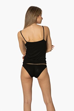 Dantelli Penye Atlet Külot Set  - 367 Siyah