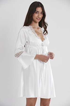 6325 Ecru 6'lı Çeyiz Saten Gecelik Seti