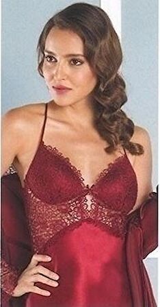 Pierre Cardin 6620 6'Lı Çeyizlik Saten Gecelik Sabahlık Takım BORDO