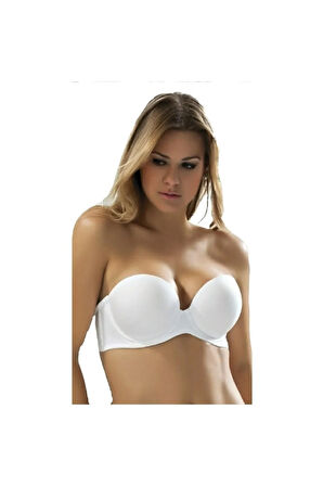Kadın Beyaz Slikonlu Destekli Sütyen