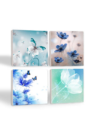 Kelebeğin Rüyası Taş Bardak Altlığı Masaüstü Koruyucu Altlık 4 Parça Set 10x10cm Stone Coasters