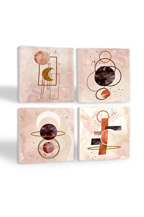 Minimalist Soyut Taş Bardak Altlığı Masaüstü Koruyucu Altlık 4 Parça Set 10x10cm Stone Coasters