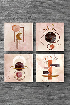 Minimalist Soyut Taş Bardak Altlığı Masaüstü Koruyucu Altlık 4 Parça Set 10x10cm Stone Coasters