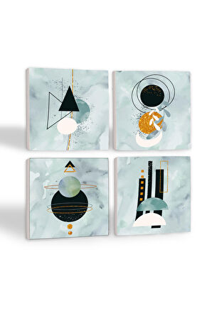 Minimalist Soyut Taş Bardak Altlığı Masaüstü Koruyucu Altlık 4 Parça Set 10x10cm Stone Coasters