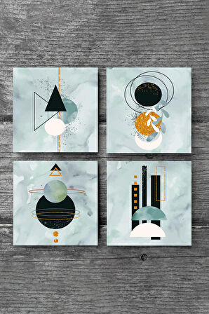 Minimalist Soyut Taş Bardak Altlığı Masaüstü Koruyucu Altlık 4 Parça Set 10x10cm Stone Coasters